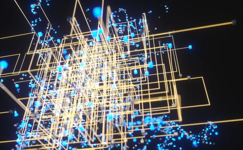 Technology background make up with cubes and lines