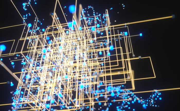 Technology background make up with cubes and lines