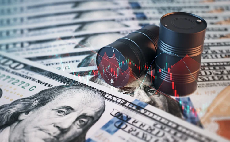 Dollars and oil barrels