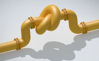 Yellow pipe with a knot in it