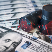 Dollars and oil barrels