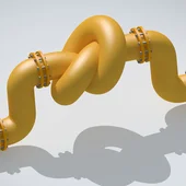 Yellow pipe with a knot in it